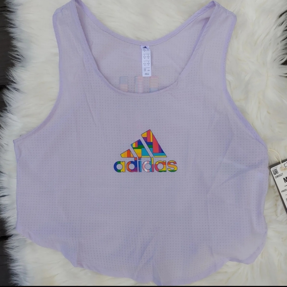 Adidas pride tech crop top shirt medium purple - Picture 12 of 13